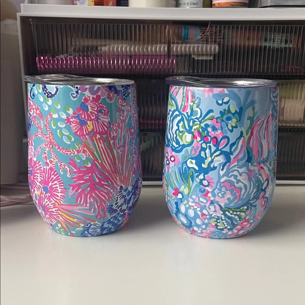 Lilly Pulitzer Wine Tumblers 🍷💞💙 - Picture 1 of 8
